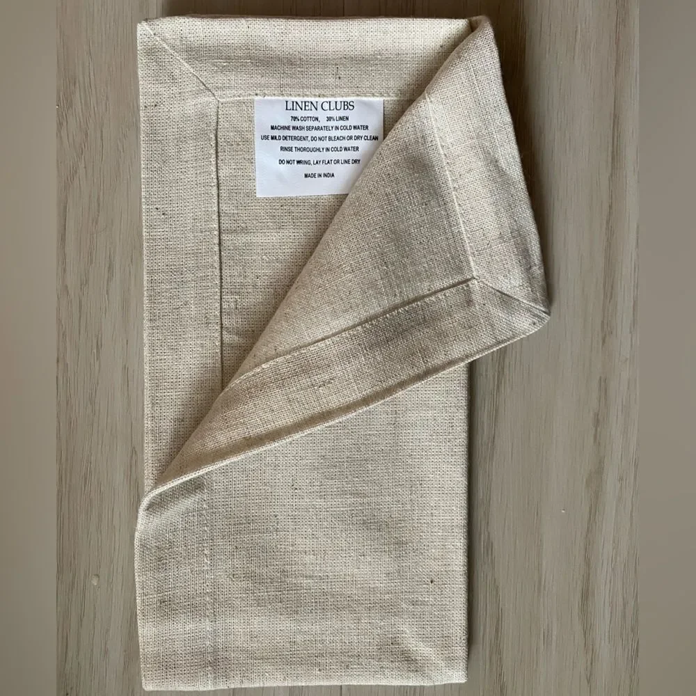 Linen Club Flax design 18x18” set of 18 Cloth Napkins Set Linen Blend
